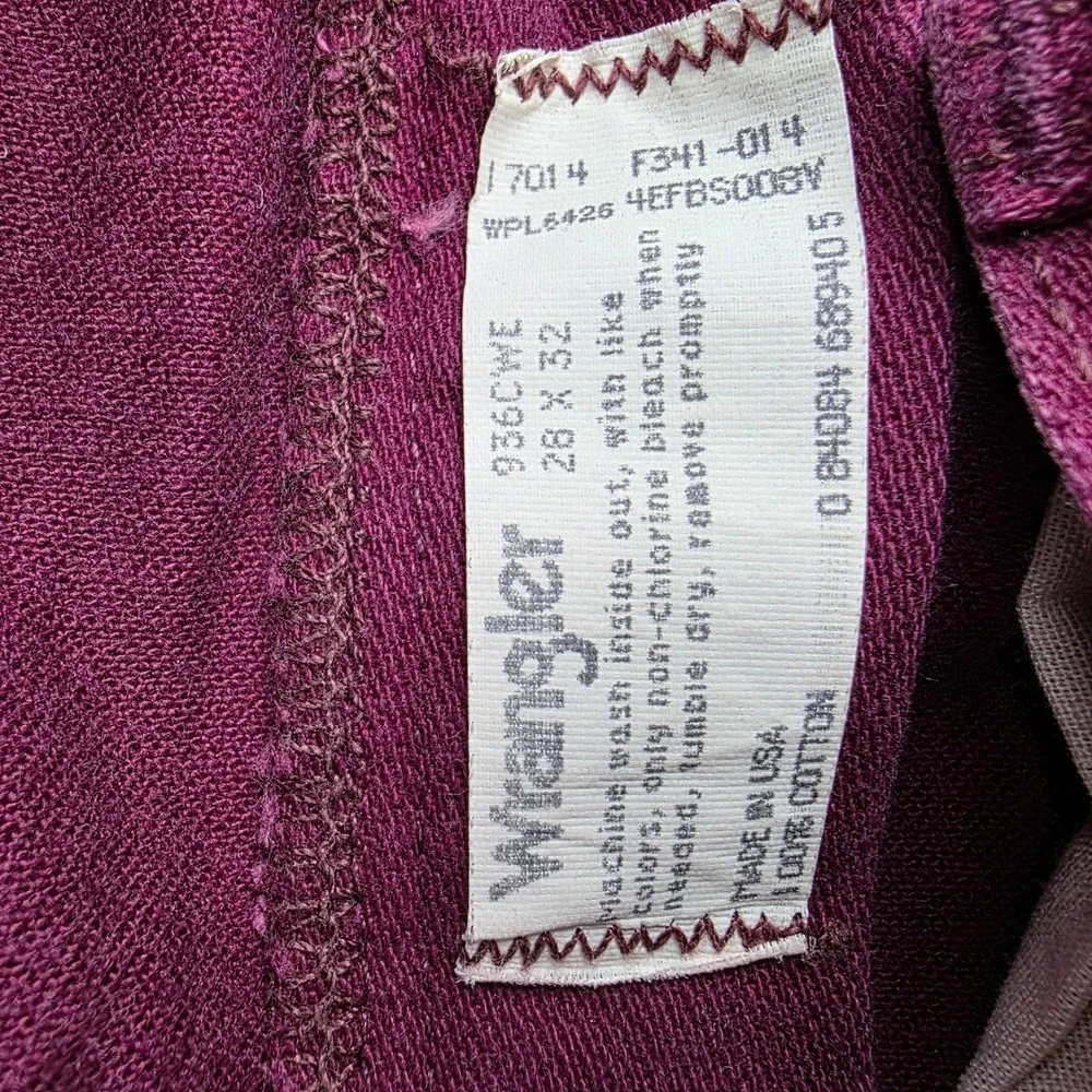 NWOT Vintage Wrangler 936CWE Cowboy Cut Slim Fit Maroon Jeans USA 28x32